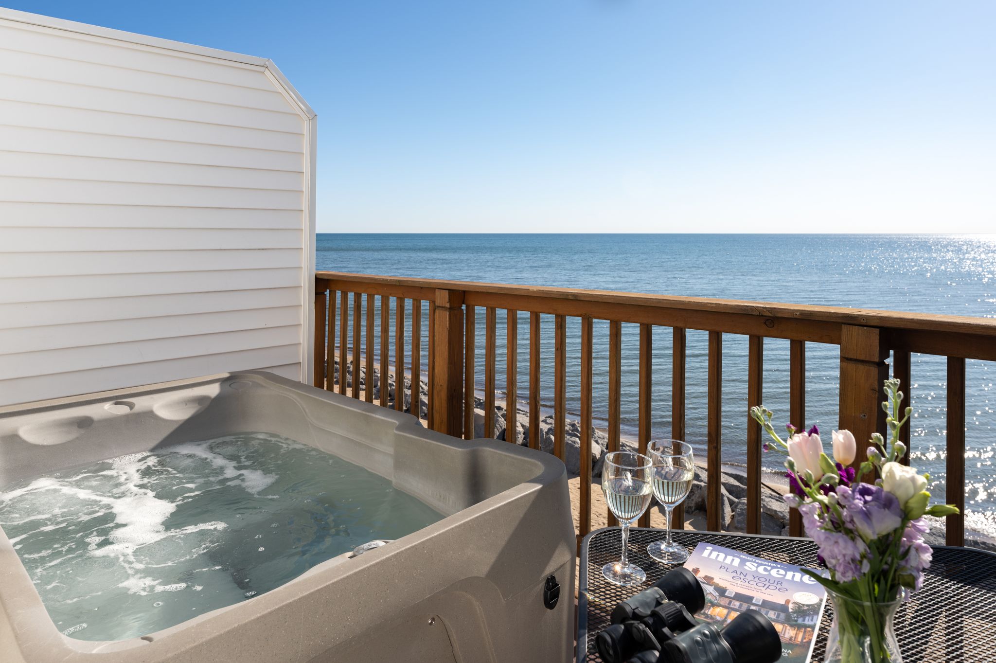 Private hot tub on outdoor deck